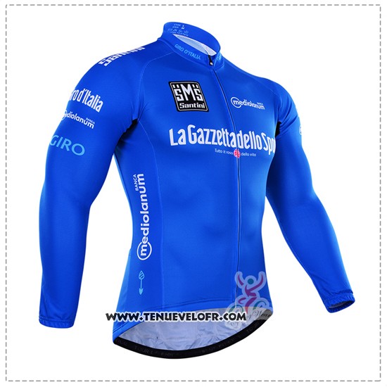 2016 Maillot Ciclismo Giro D'italie Bleu et Blanc Manches Longues et Cuissard